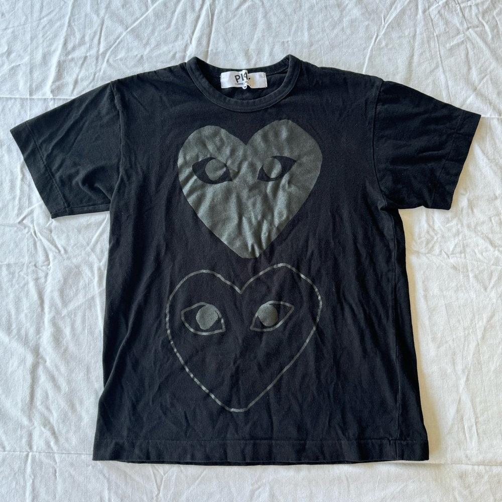 Comme Des Garcons Play Tee Double Heart Black Size Medium